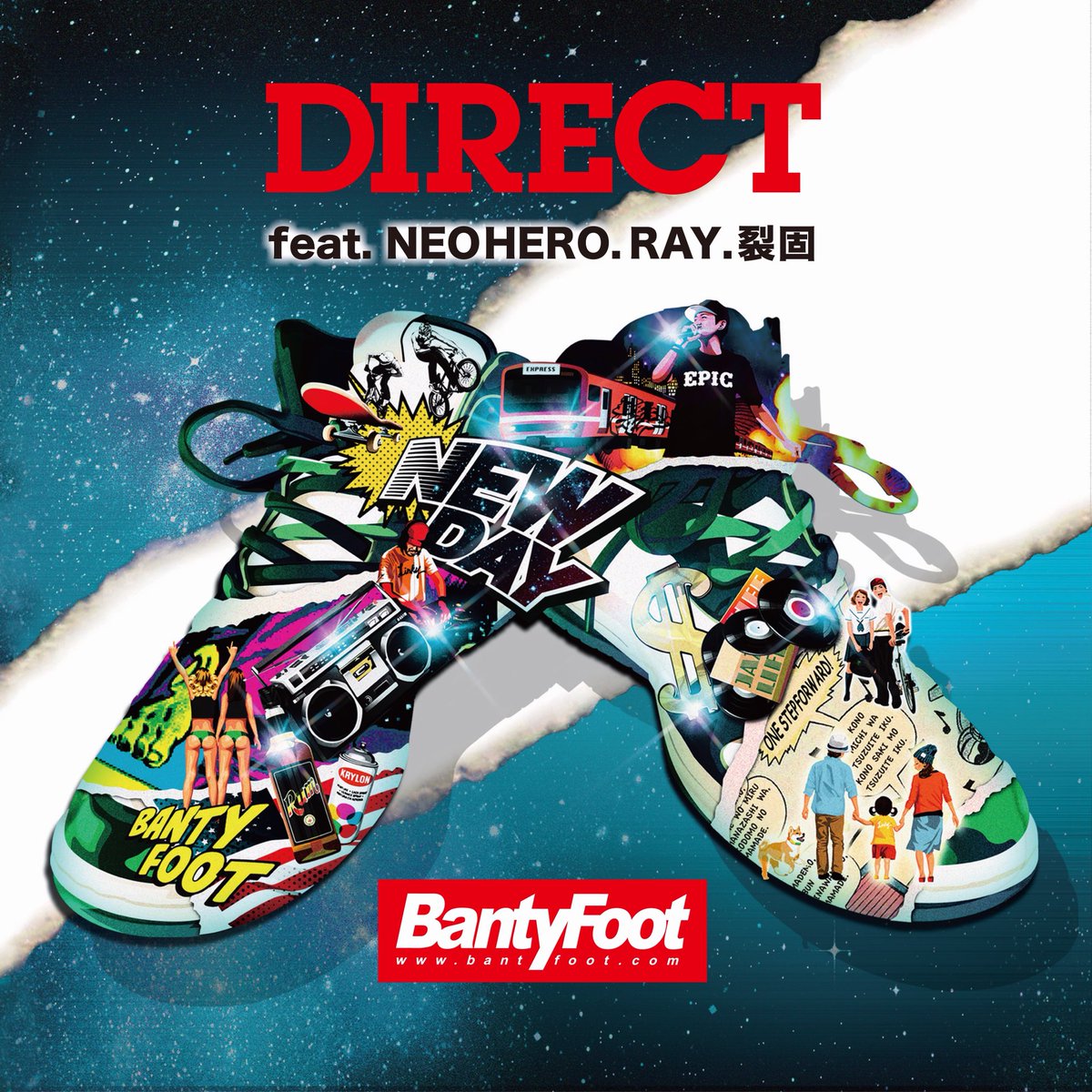 BANTYFOOT's tweet photo. DIRECTまであと1ヶ月！
てことでBANTY FOOTから新曲【DIRECT】が配信されま！
21日(土)正確に言うと！
華金生放送DIRECTのスタート時間からiTunesで先行配信です！

今回は！NEO HERO！そして初のコラボ！RAYを迎え！そしてHIP HOPサイドから裂固も参加！

お〜って思ったら拡散したってください👍 https://t.co/UzivJ0ej5G