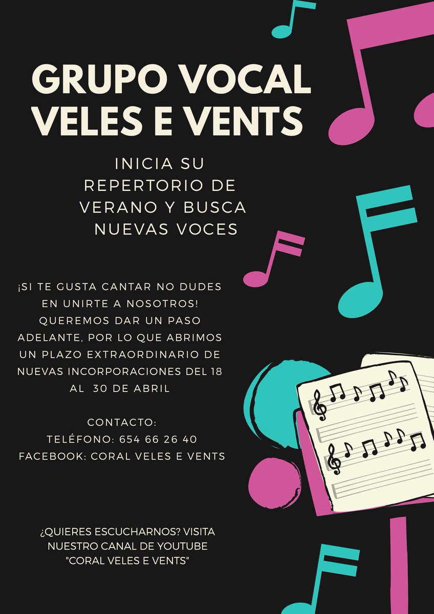 Corovelesevents's tweet photo. Abrimos plazo extraordinario para nuevas incorporaciones, si te gusta cantar, anímate y descubre lo que es cantar en un grupo vocal 🎶🎶🎙️ https://t.co/R5BmCAhHhK