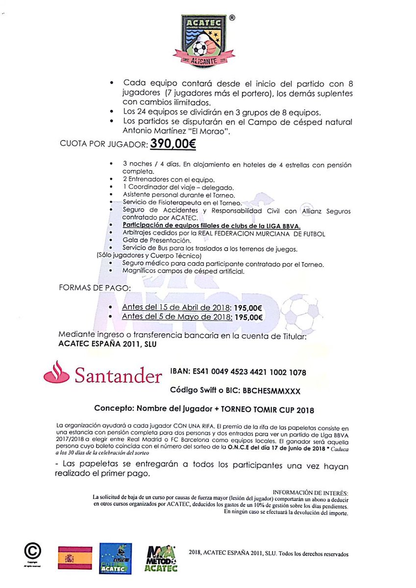 SelecMurCentro's tweet photo. NOS VAMOS DE TORNEOSSS?

⚽️@tomircup TOMIR CUP!!! 
QUIERES VENIR A ESTE MAGNIFICO TORNEO???
Plazas limitadas!!@SelecMurCentro 

📱INFORMACION MURCIA: 605260055 https://t.co/IFID3lTqHl