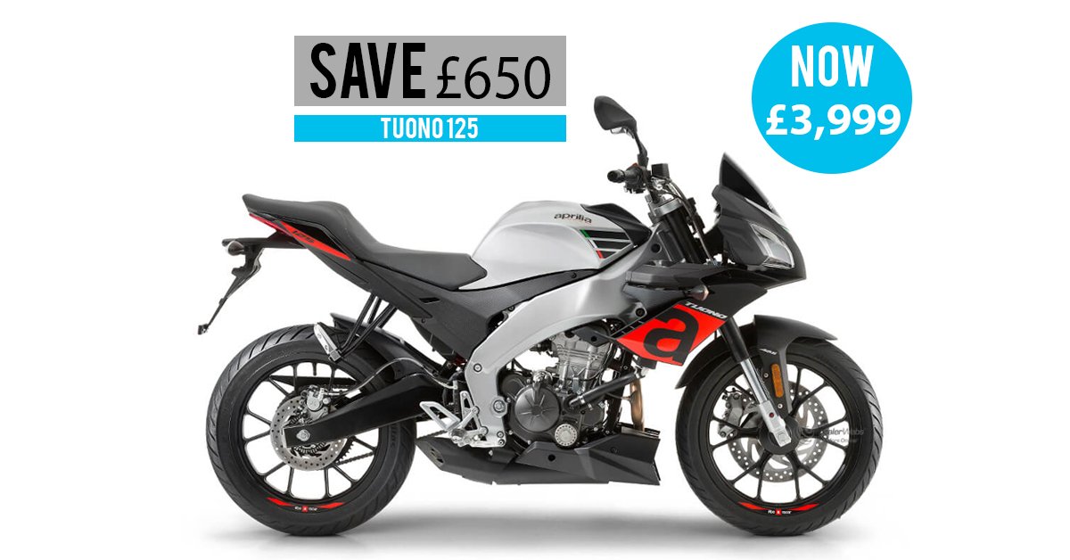 Save a roaring £650 on this Aprilia Tuono 125 - we have a range of bikes on sale at the moment, check them out here: centralbikes.co.uk/pages/offers/c… 

#motorbike #sale #motorsport #aprilia #apriliadeal