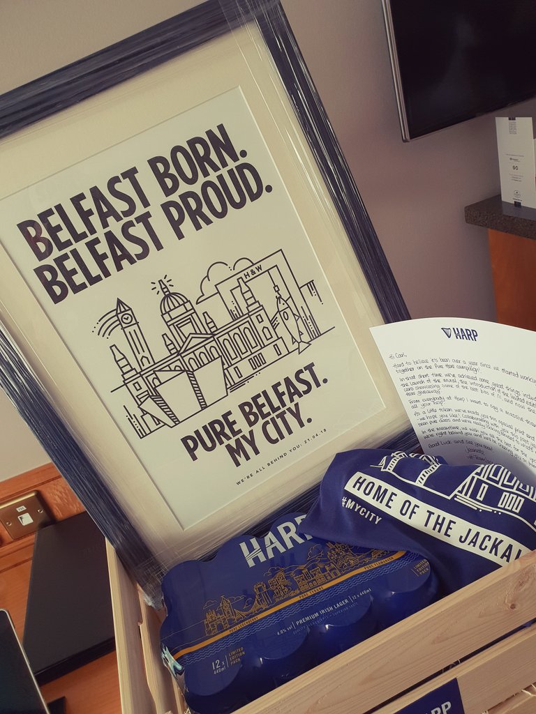 RealCFrampton's tweet photo. Thank you to the lovely people of Harp of the kind gift #PureHere #MyCity https://t.co/tAQYxTywp3