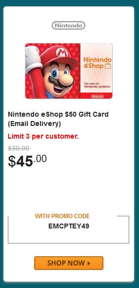 Nintendo eShop $50 Gift Card (Email Delivery)