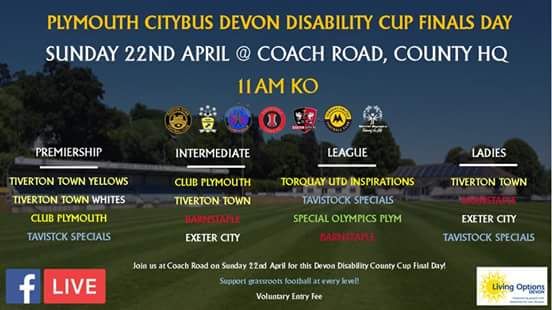 AbilityCounts16's tweet photo. @plymouthbus Devon Disability Football County Cup Finals @devon_fa THIS SUNDAY .
Why not come along and watch. https://t.co/5emWPTeojH