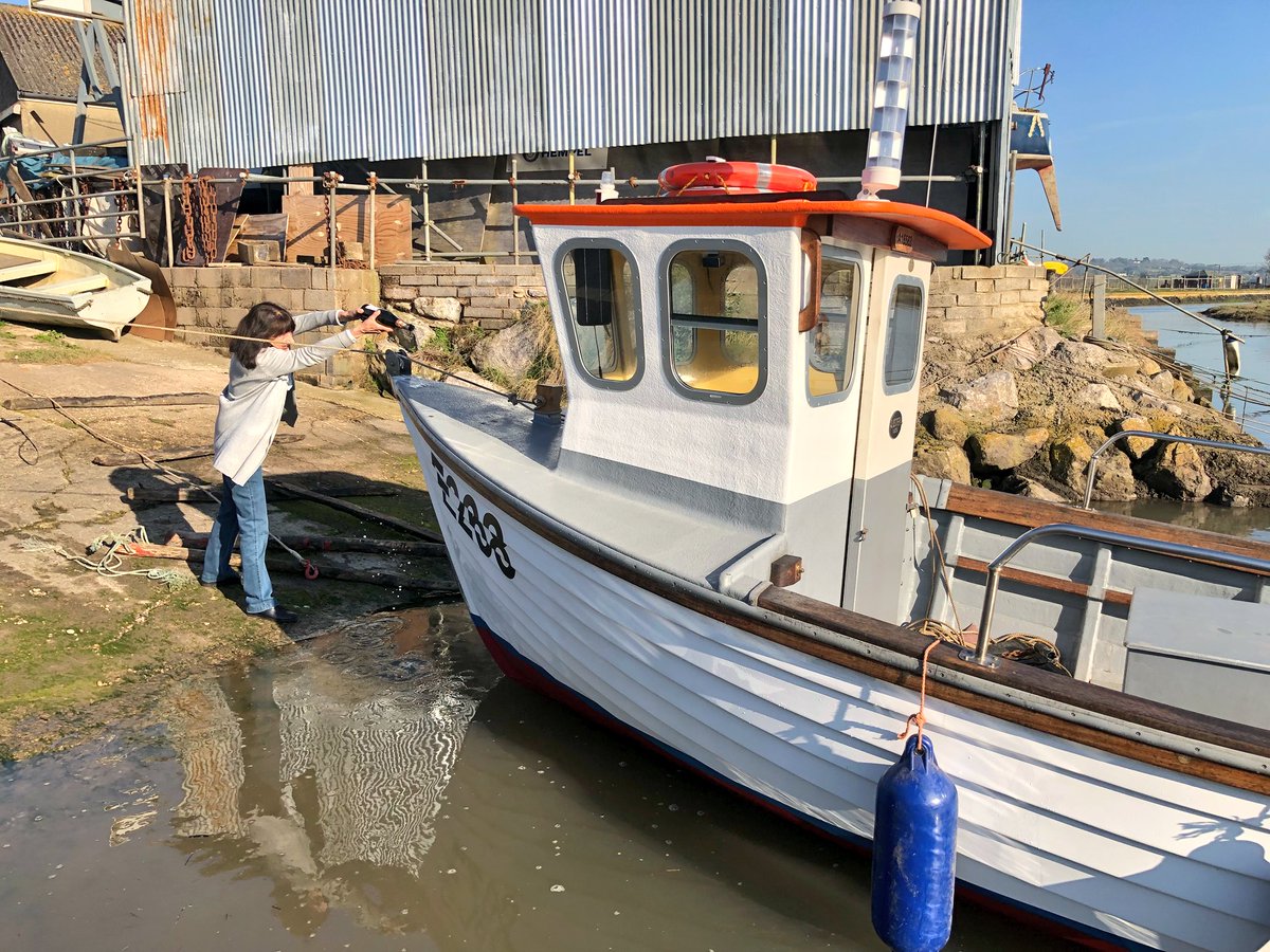 Launch day for this long term restoration. She’s been waiting since 1992 to touch the water again; now she’s back and the sun is shining on her. Original Lister engine from the 70’s. #Heritage #Restoration #Boatbuilding