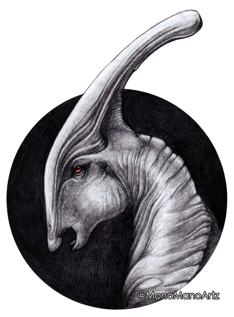 MonoManoArtz's tweet photo. I wanted to do something different, so I drew an #albino #parasaurolophus #walkeri #portrait! What do you guys think? @DinosaurCulture @UniquePaleoart @redbubble #paleoart  #artistsontwitter #dinosaur #jurassic #drawing It's of course on my #redbubble too:
https://t.co/A1BuRHPE7A https://t.co/NxYNlbRBVU
