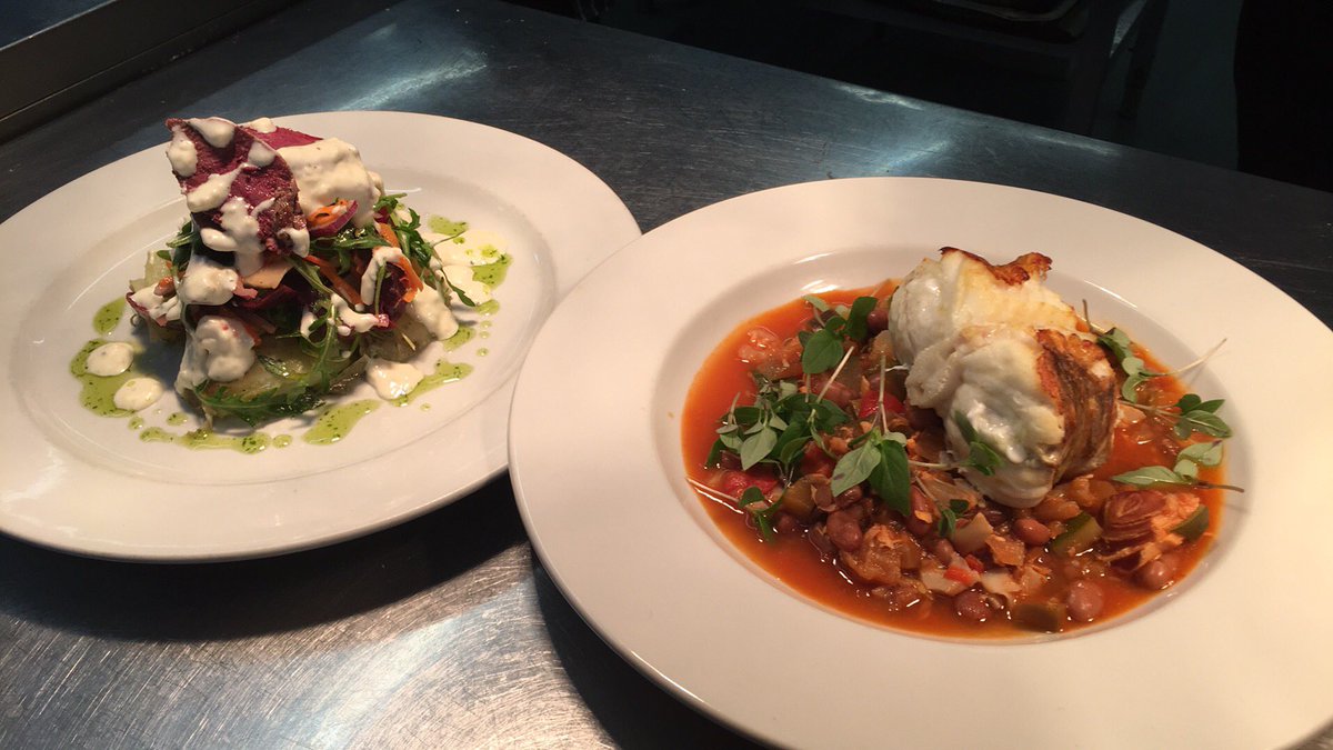 AllantonInn's tweet photo. Chefs specials for the weekend....Warm Salad of WoodPigeon, Preston Farm Beetroot, Jersey Royals & Horseradish Dressing and Roast Monkfish Tail with Eyemouth HotSmoked Salmon, Standhill Farm Tomatoes & Bean Ragu #eatlocalproduce #eatseasonal #eatfresh https://t.co/jg43AWU5LT