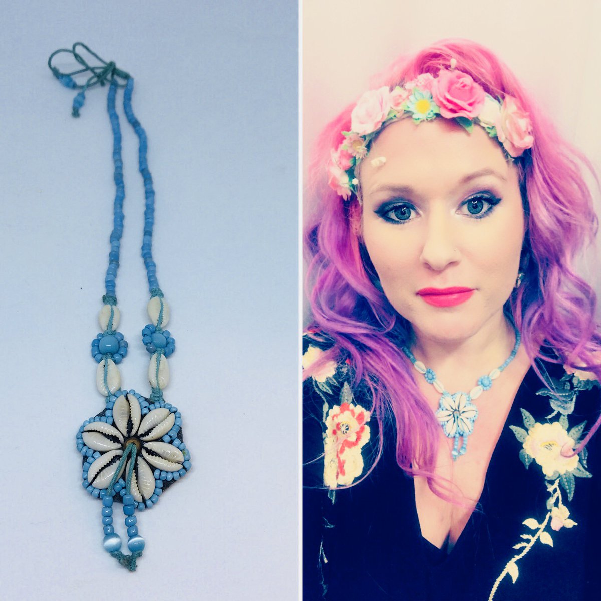 GeorginasVintag's tweet photo. Beautiful adjustable shell necklace £8 #georginasvintagecouture #shell #shellnecklace #mermaidjewellery #shellflower #turquoisejewellery #etsyseller https://t.co/A8guVsKaIg