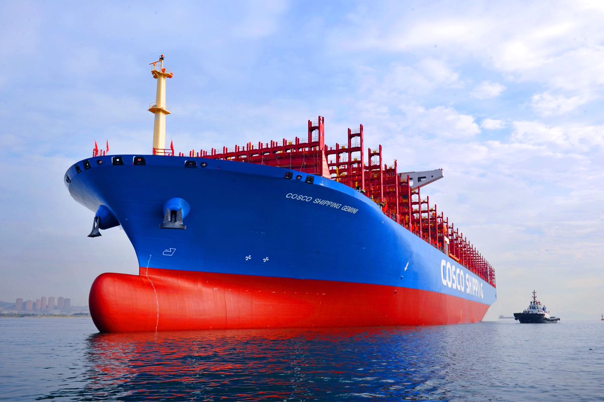 VesselFinder's tweet photo. 20,000 TEU Container ship COSCO SHIPPING Gemini Named and Delivered
https://t.co/IOUU7KXtac #COSCOShipping #COSCOShippingGemini #containership #naming #delivery #DSIC #COSCOSHIPPINGLines https://t.co/CYJBRZH4j6