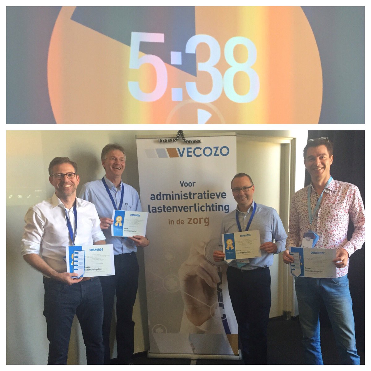 vecozo's tweet photo. En ook de deelnemers van sessie 3 zijn op tijd uit de Escape Room ontsnapt! Laatste sessie begint om 15:00 u. Doe je mee? #Weekonnect https://t.co/yZBmaKbMq5