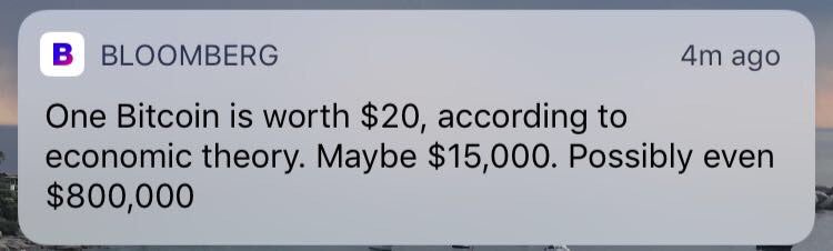 Bloomberg is clearly the right place to go if you’re looking for reliable information on Crypto. They seem to know exactly how to value Crypto.