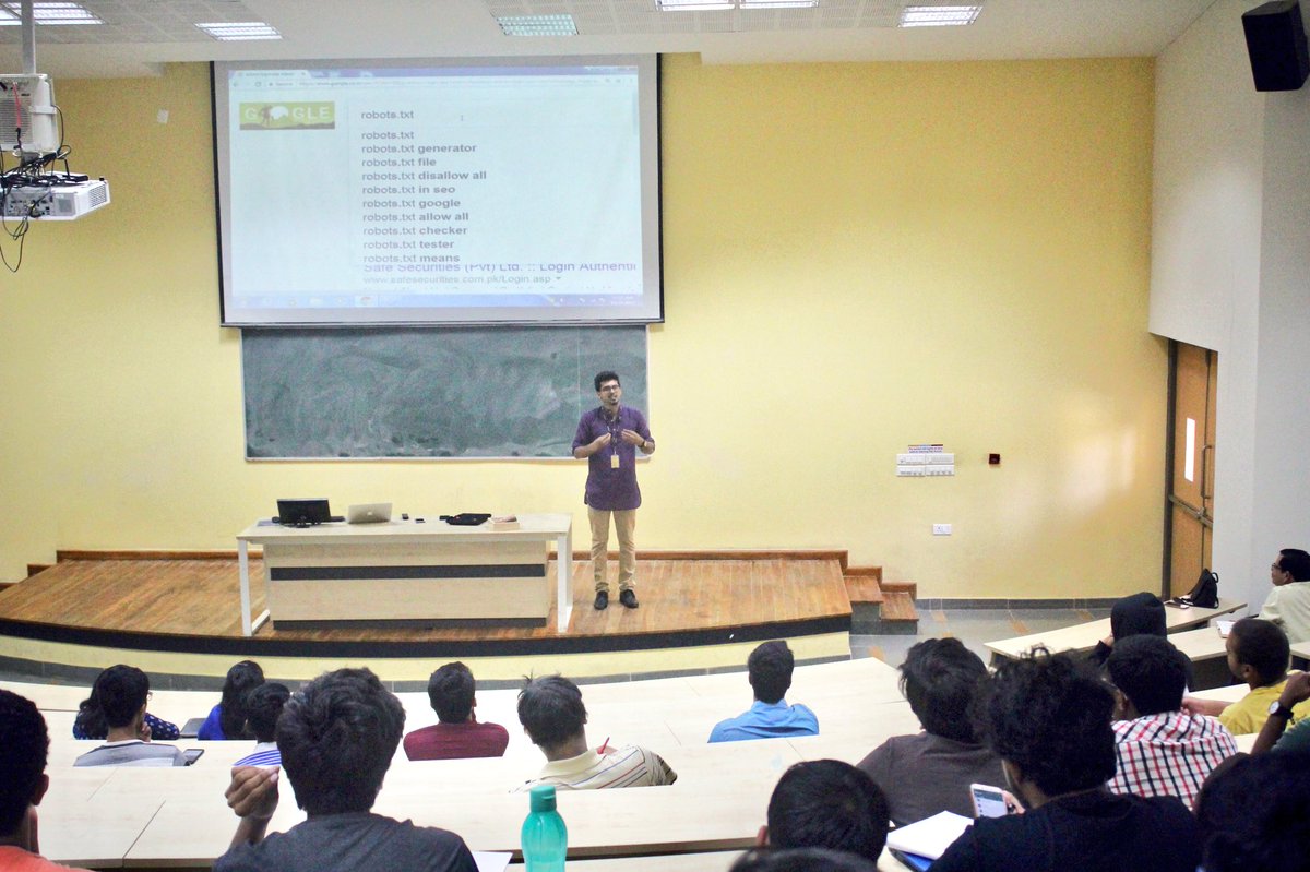 Promptinfotec's tweet photo. #bits #pilani #rajasthan Session on Ransomware, Social Engineering and Ethical Hacking. #ethicalhacking #hacking #cyberforensics #cybersecurity #ransomware #socialengineering #sankarrajsubramanian #prompt #promptinfotech #bits #bitspilani #hackingsession #hackingseminar https://t.co/RkRnOhrPHd