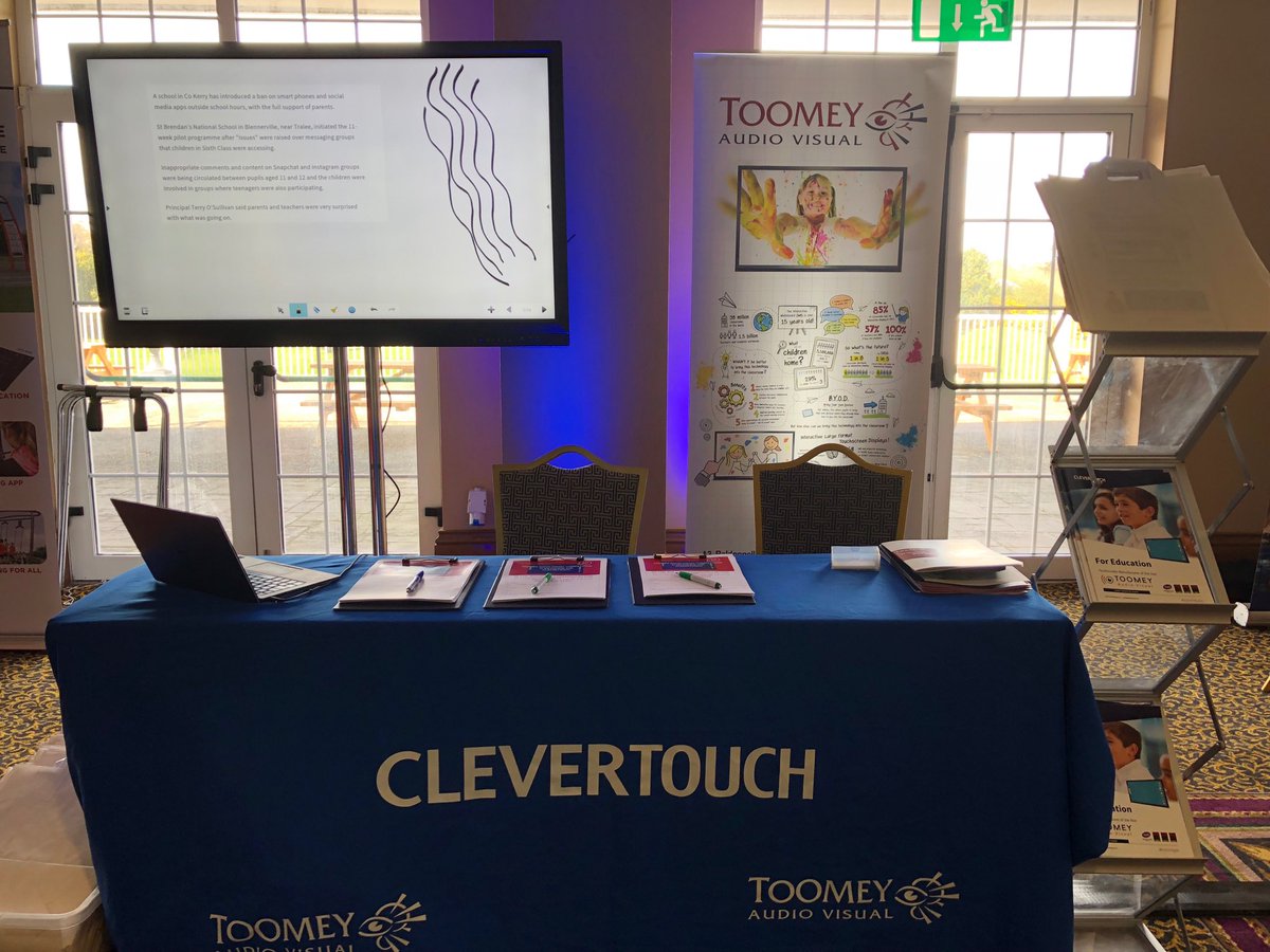 toomeyav's tweet photo. Toomey AV are at #ippn18 in Citywest Convention centre today and tomorrow. Come along and tryout @myClevertouch the best interactive flatscreen for Irish schools. #toomeyav https://t.co/69gZyLAdPE