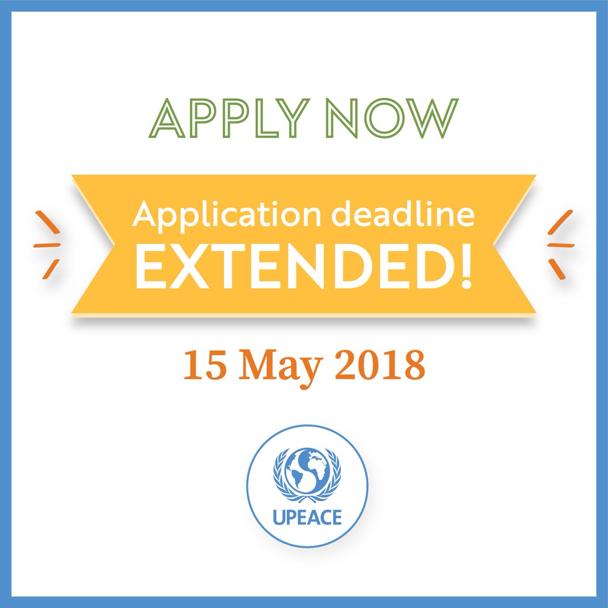 UPEACE's tweet photo. We have great news!
#ApplyNow: https://t.co/k31COgYtES
#UPEACELife #UPEACECampus #HumansOfUPEACE #mastersdegree #doctorate #studying #studyabroad #multicultural #costarica #peace #peacebuilding #peaceeducation #humanrights #gender #climatechange #sustainability https://t.co/T0lD5hm35t