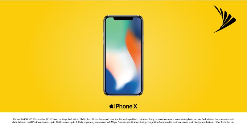jajones83's tweet photo. Get the unrivaled iPhone X for 50% off w/ Sprint Flex lease. Just $20/mo. It’s the best price among national carriers. Visit our store to find out more! https://t.co/DM0D0RleuG