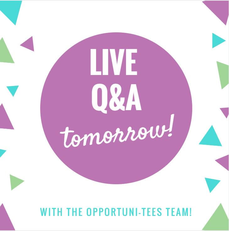 opportunitees's tweet photo. Got a burning question that you want to know the answer to? 🧐
The Opportuni-Tees team will be going live tomorrow, at 12pm, to answer all of your questions. #OpportuniTEES https://t.co/OoBzOCAViw
