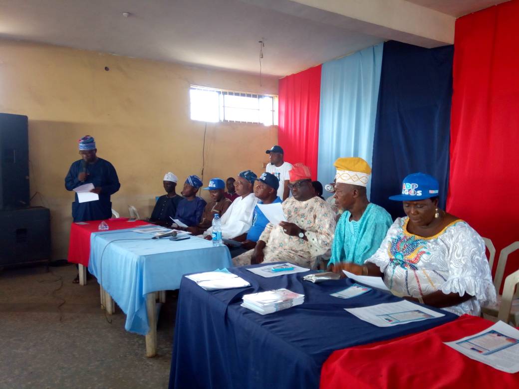 ADPLagos's tweet photo. ONGOING: Commissioning of ADP Alimosho LG Secretariat. In attendance, Chief Mrs Nike Jones, South West Chairman, Alhaji Lateef Arowosaiye, State Chairman Barr Adewale Bolaji, @BOGGbadamosi, State Publicity Secretary @AdelajaAdeoye, Youth Leader Comrade Bantale, others. #JoinADP https://t.co/vODqkt3kbJ