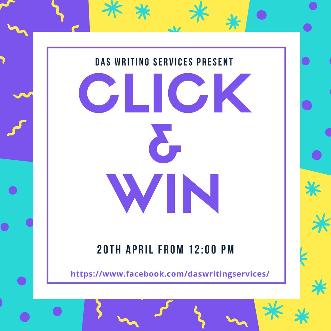 DasWritingServ's tweet photo. Hey all!!!! This #Friday #The20th DWS brings again the 
#Click &amp; #Win contest....

Answer 4 questions for Paytm 50 cash prize!!!

Catch you this Friday!!! Cheers #DASWRITINGSERVICES #freepatymcash #winfreecash #retweet #LIKEtoPlay #LiketoWin #Followus #winpytmcash https://t.co/3DdpH2xPRU