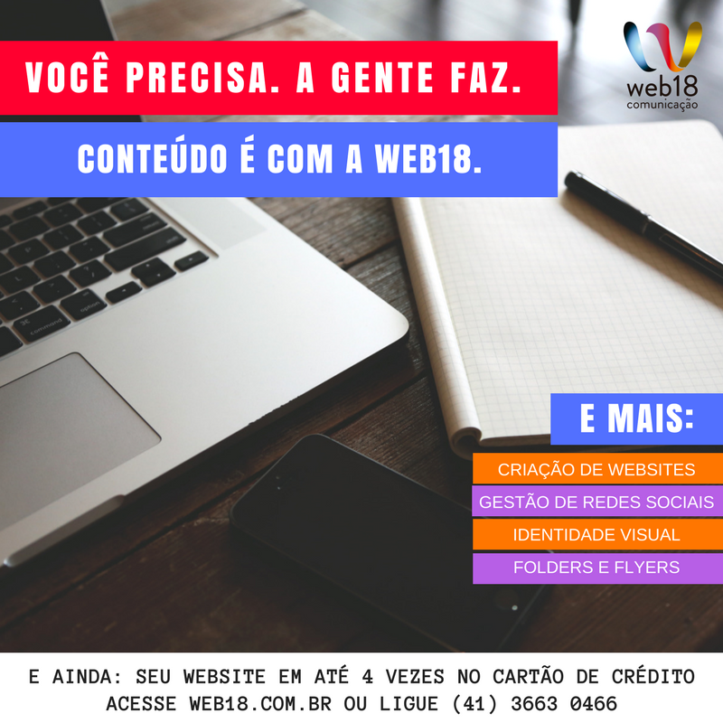 Web18S's tweet photo. Precisando de conteúdo de qualidade para sua página ou seu blog?
Converse com a Web18. Aqui, todo conteúdo é relevante.

Ligue agora (41) 3663 0466 ou acesse https://t.co/yPgeOovNWS. https://t.co/nZFI3NQVwS