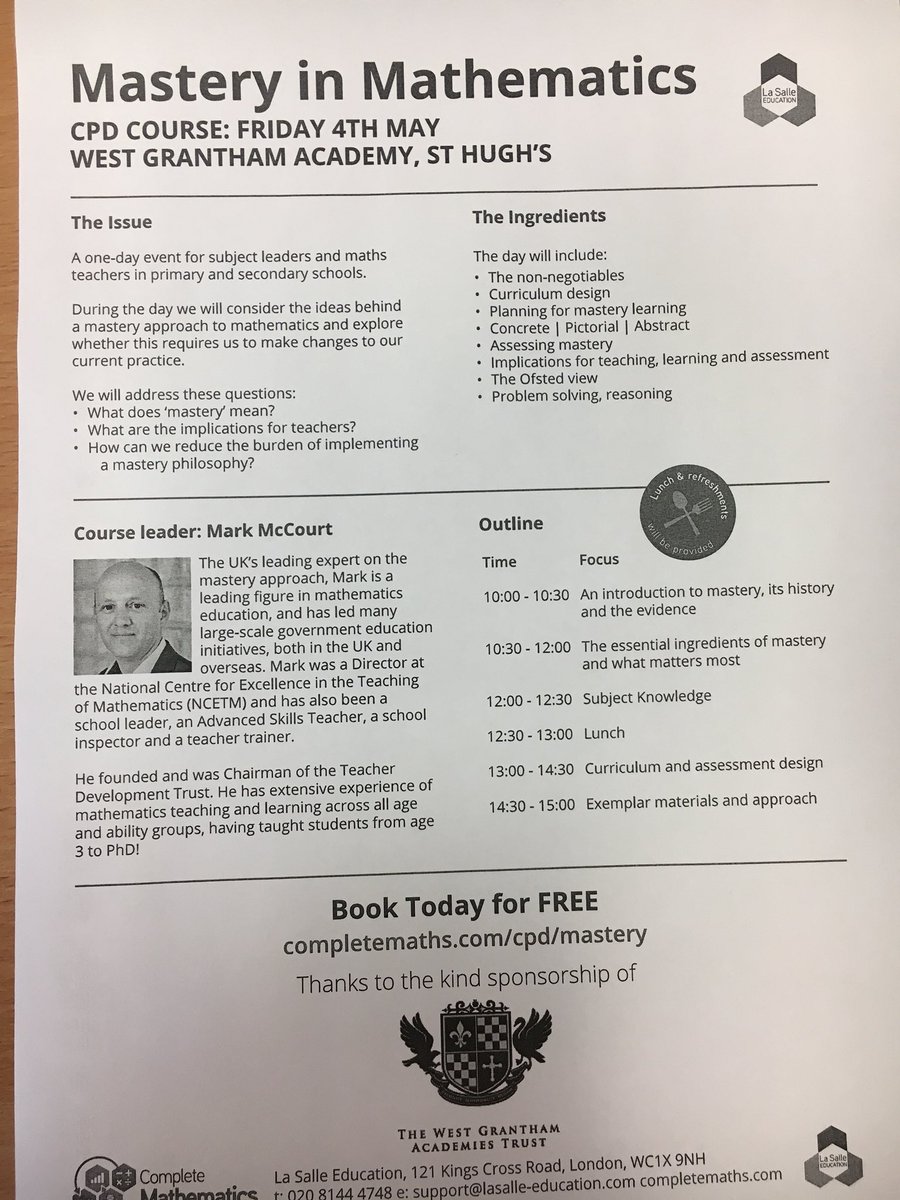 Taylor87R's tweet photo. Join @WGAsthughs  with an inspiring CPD session led by @EmathsUK @LaSalleEd  mastery in mathematics #seriousaboutCPD @s_dench  @LPmaths https://t.co/33bizpRHO3