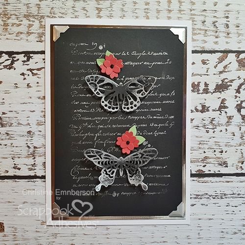 SBADHESIVESBY3L's tweet photo. Mix metallics and black like @Christine_Emb for a classic look. Add Silver Creative Photo Corners to unify silver elements = WOW! #elegantcards #metallicaccents #cardmaking #CreativePhotoCorners @Spellbinders VISIT: https://t.co/hm1nYmDHxX https://t.co/v815nBMPbw