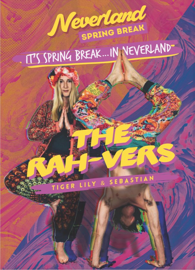 Over at the Indian encampment you’ll find a group of new age rah-vers fresh from their latest Goan surfing and yoga retreat. Meet Tiger Lily, Sebastian, Ziggy and friends. Come and meet them at Neverland Spring Break tonight! shuttlecock-inc.com/neverland/