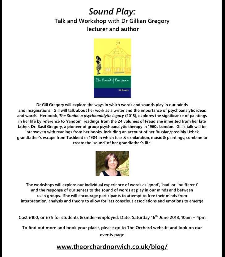 Village_Orchard's tweet photo. Sound Play-workshop with Dr Gill Gregory. Exploring our experience of words &amp; how they play in our minds using psychoanalytical theory
https://t.co/oeUkoQmsJa #imagination #words #Norfolk #psychoanalysis #theory #Emotions https://t.co/HodYDoUc7h