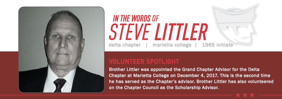 alphasigs's tweet photo. Brother Steve Littler, Marietta '65, currently serves as the Grand Chapter Advisor for the Delta Chapter at Marietta College! Prior to his current role, he volunteered as the Scholarship Advisor for 7 years. Thank you for your continuous support! #VolunteerAppreciationWeek https://t.co/lR4nYmNhLM