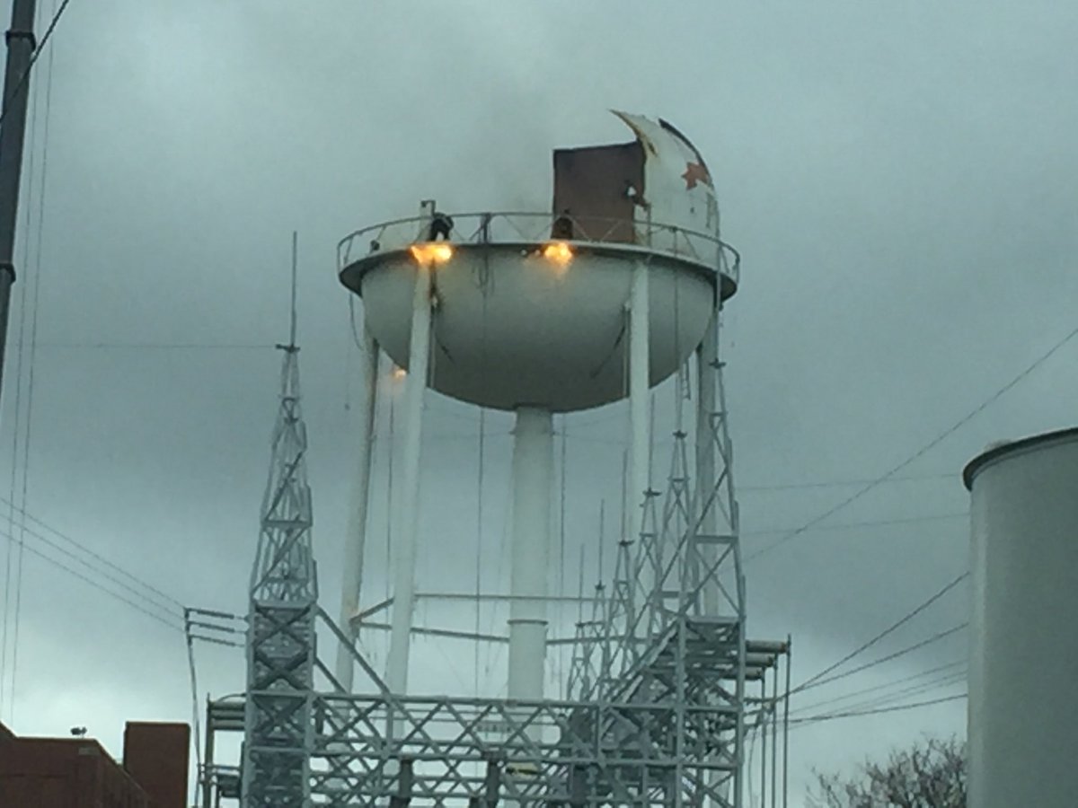 PiquaWater's tweet photo. S. Main tower coming down today. #CityofPiqua https://t.co/f7p3nT82Xb