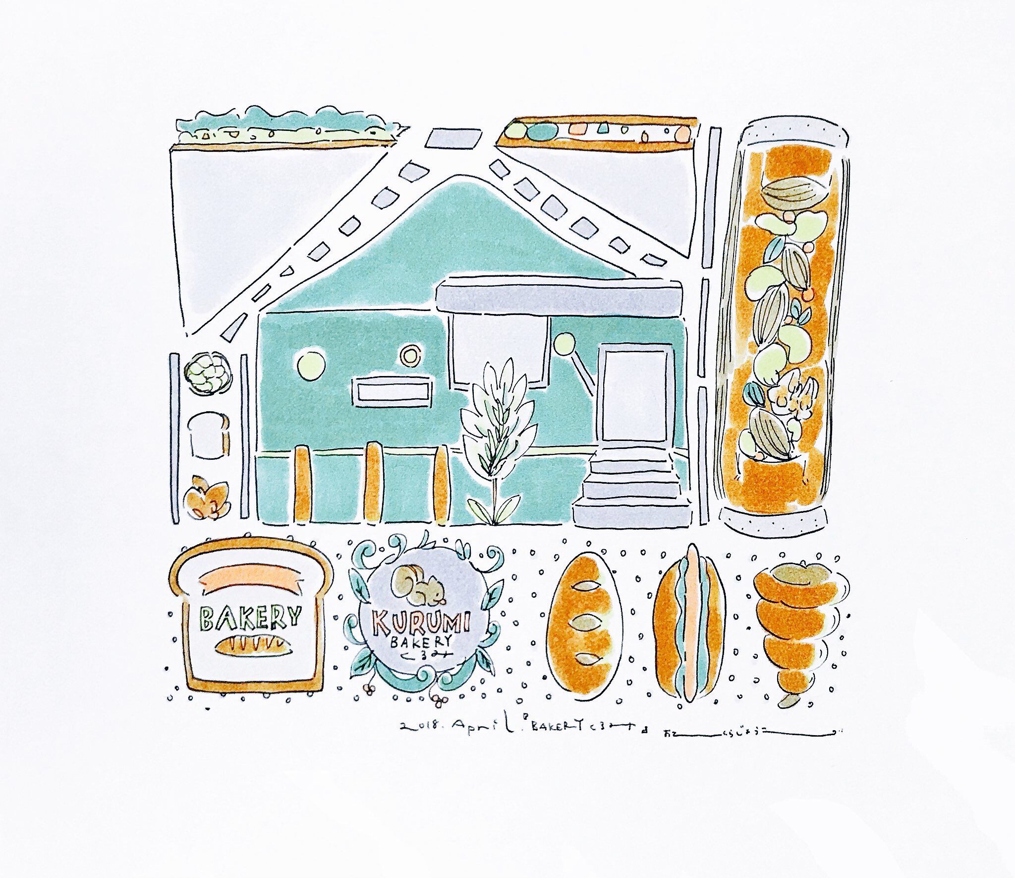 おさじ Bakery くるみ 名古屋のオシャレなパン屋さんの方から イラストのご依頼を頂きました ありがとうございます ˊᵕˋ 名古屋旅行の際はぜひ イラスト パン屋さん T Co Cioi6imhua Twitter