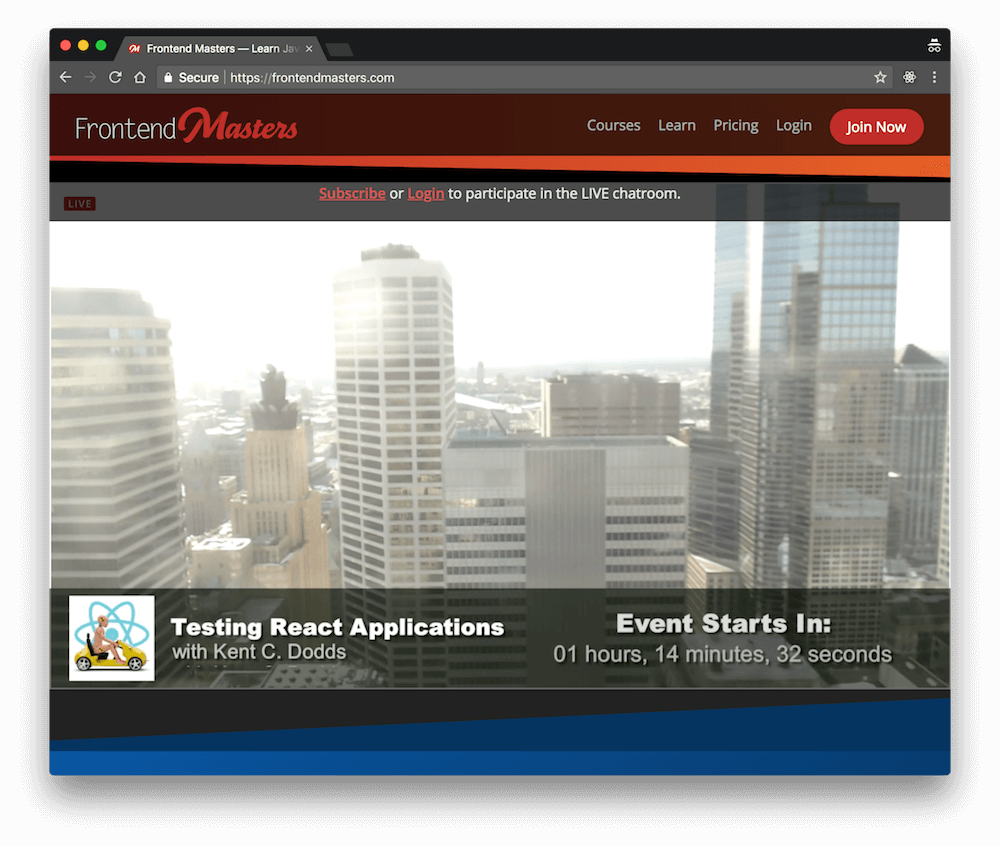 Screenshot of frontendmasters.com