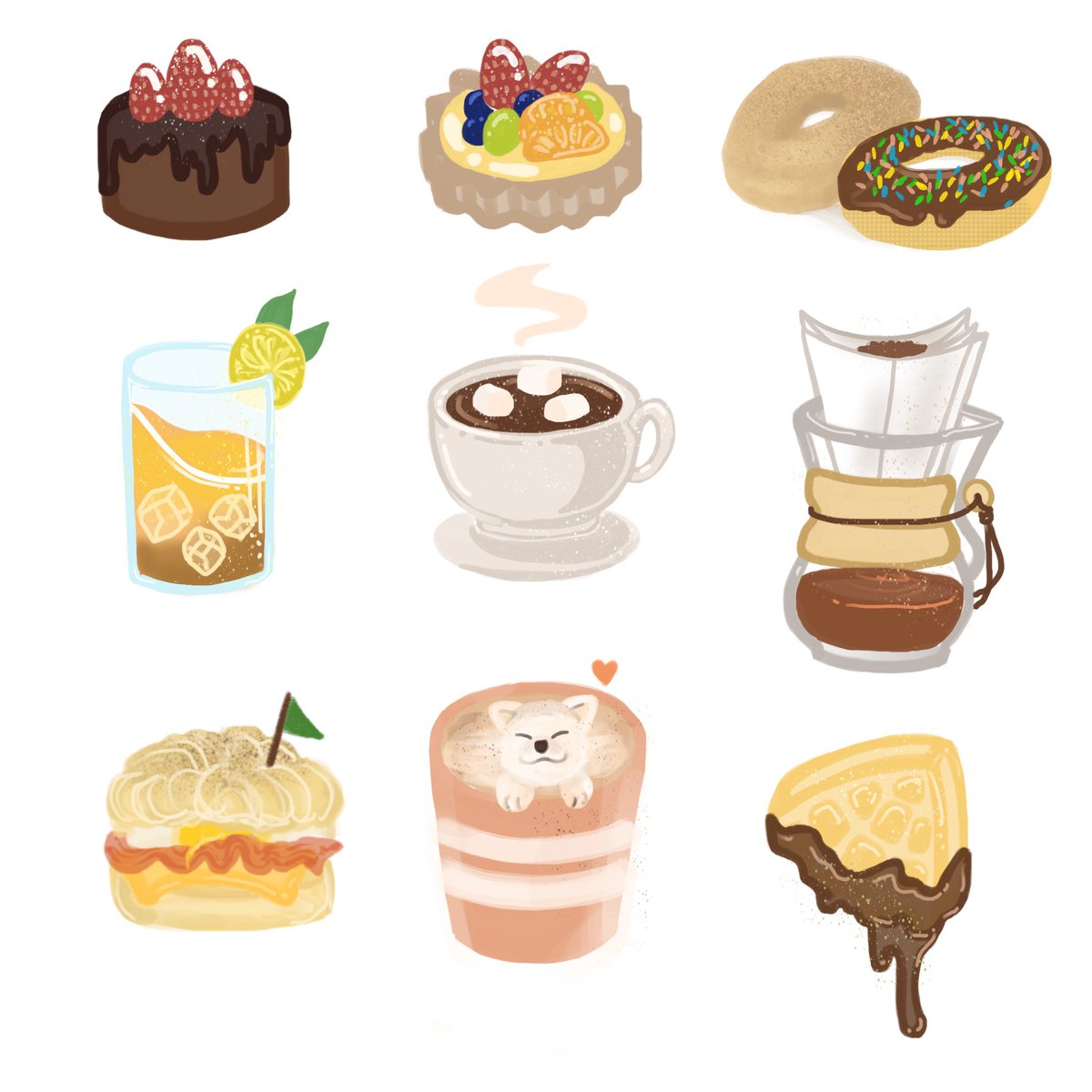 flanerietoast's tweet photo. Helped a friend with a café themed school project. I still need to work on my style but this was good practice!

#ArtistOnTwitter #artwork #desserts #illustrations #cafetheme #cutedrawings #softtone #sweets #ipadpro #applepencil https://t.co/6fk9UdqzP7