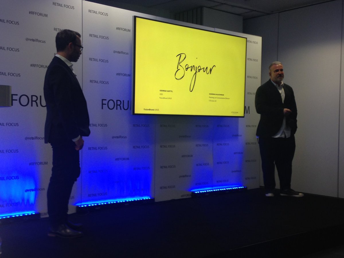 retailfocus's tweet photo. George Gottl at @UXUS and Shimon Kalichman at @LOCCITANE_UK talk us through the new Regent Street flagship - a store to tantalise all five senses at #RFForum @VMDisplayShow #retail #vm #sensorial https://t.co/RHm4zOyFZ0