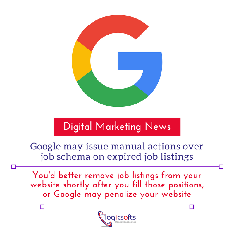 logicsoftsuk's tweet photo. #Google may issue manual actions over job #schema on expired #job #listings.

#DigitalMarketing #socialmediamarketing #marketingtips #OnlineBusinesses #ecommercewebsite #startups #SEO #SMM #Tweet #tips #SocialMedia #DigitalTransformation #OnlineJobs https://t.co/ThOYbSjpJx