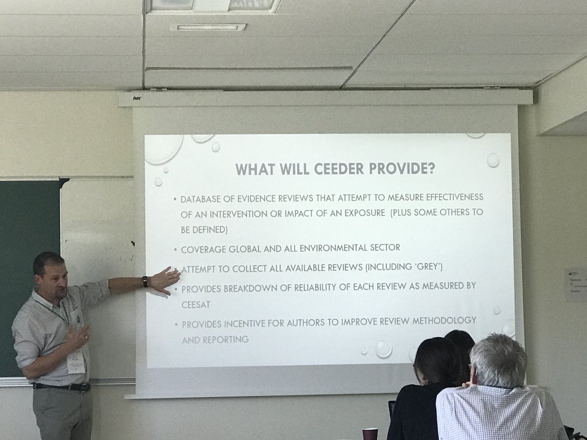 GESI_Initiative's tweet photo. What is #CEEDER ? Andrew Pullin @EnvEvidence #CEE2018 https://t.co/f0IGGLHFGV