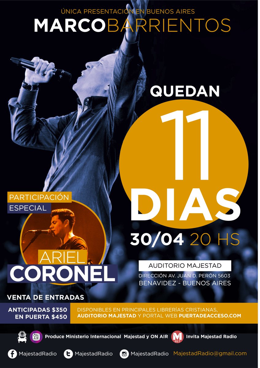 MajestadRadio's tweet photo. TE ESPERAMOS!!!!... 
Marco Barrientos en Benavidez - #AuditorioMajestad https://t.co/NXZ9CHp3P7