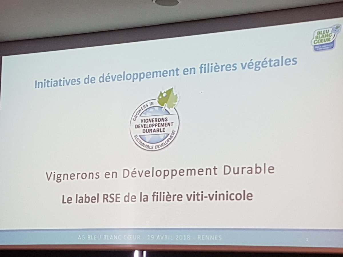 BleuBlancCoeur's tweet photo. #AGBBC2018 : @VinsDD, le label RSE de la filière viti-vinicole https://t.co/VrI5EG4V5Y