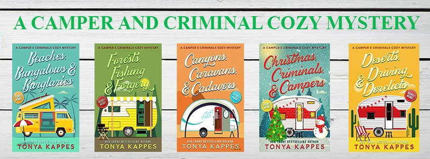 NEW COZY MYSTERY SERIES 
FROM USA TODAY BESTSELLING AUTHOR 
TONYA KAPPES
Beaches, Bungalows, and Burglaries 
Book  One
Preorder today! 
Releases May 25th!
amzn.to/2GUqwoJ      
#cozymystery #recipes #camping