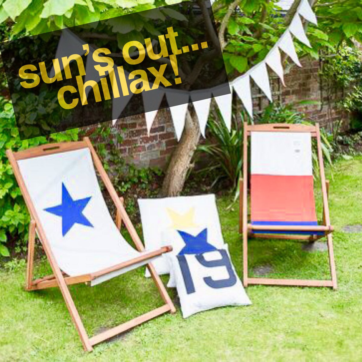 Make the most of the heat wave ☀️ in one of our upcycled sailcloth deckchairs. @SailsCanvas #deckchairs #sailsandcanvas #upcycledsailcloth #summersun #sailcloth #buntingflag