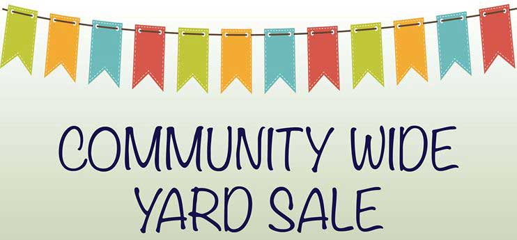 Get ready for the Town-Wide Garage Sale!
Saturday, May 26th 
Participating residents will conduct their sale at their own home.
Your address will be included on a map provided to bargain seekers the day before the sale.
Start your cleaning and get your sale registered today!