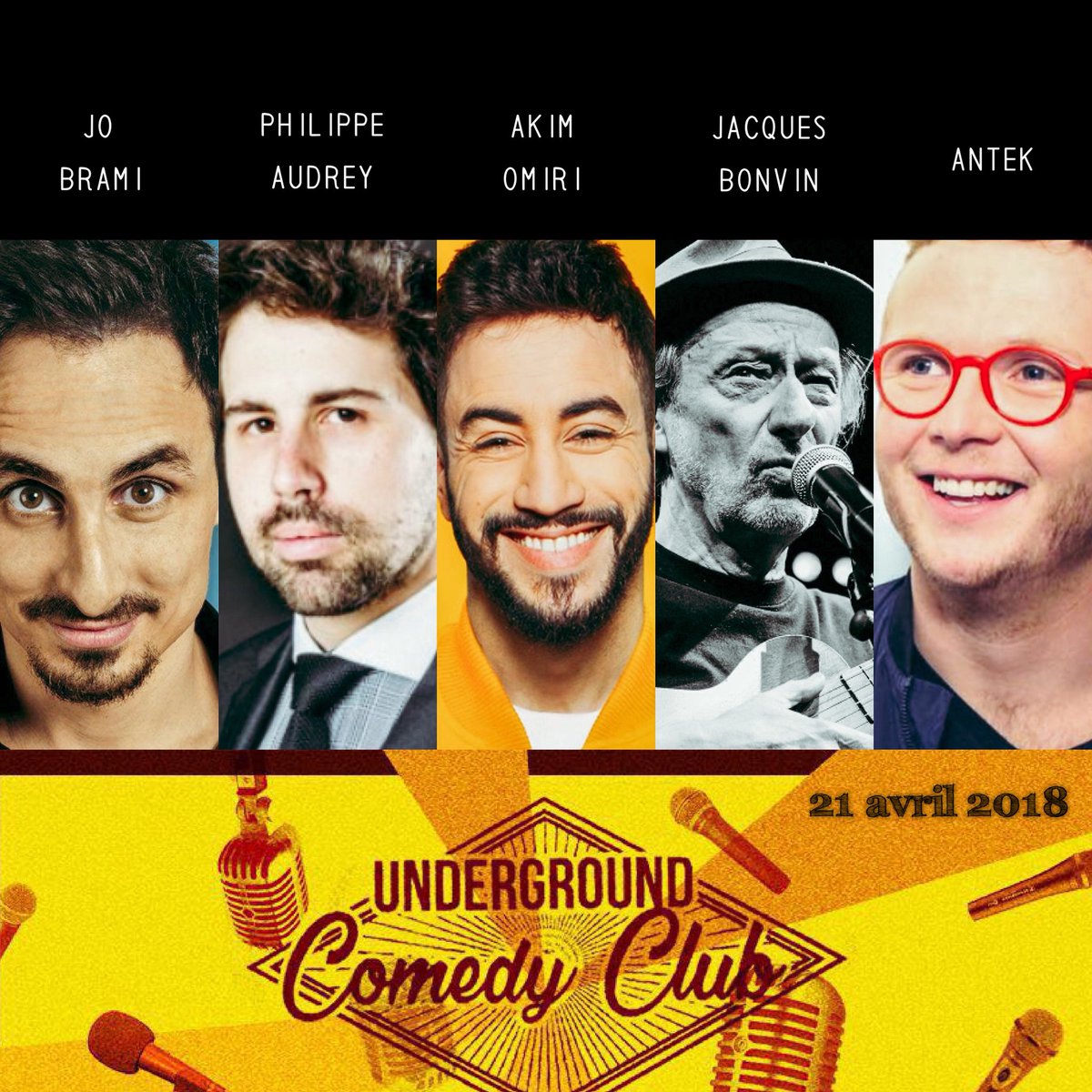 On revient en force ce samedi avec une programmation folle !

Jo Brami Philippe-Audrey Larrue St-Jacques Akim Omiri Jacques Bonvin Antek

billetreduc.com/202951/evt.m.h… #JeudiPhoto