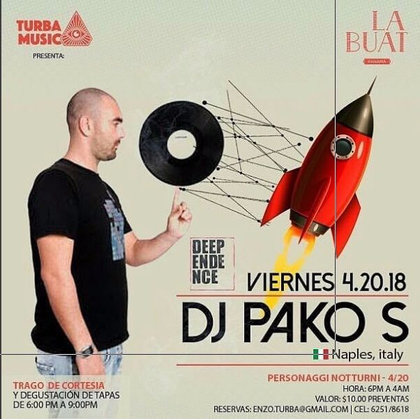 SiempreEventos's tweet image. ¡MAÑANA, en #LaBuat vas contagiarte de pura buena vibra, con el Dj Italiano #PakoS en concierto! Para mas información, visita ----- SiempreEventos.com Tu guía #1 en entretenimiento.
#TurbaMusic #Panamacity #CascoViejo #Bestpartypanama #Bestdjs #Italy #electronicmusic