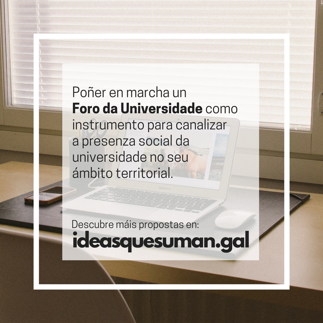 ideasquesuman's tweet photo. ✅ Queremos constituír un espazo para o debate sobre cuestións de interese na sociedade a fin de manter un diálogo continuo entre universidade e sociedade. MIra todas as nosas propostas de universidade e sociedade en https://t.co/S9F9MYsqc6 https://t.co/9bdXUbhVxE