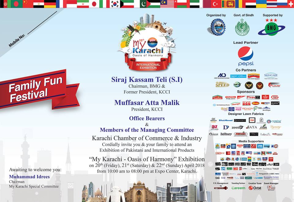 mkkcci's tweet photo. Come along with your families at My Karachi-Oasis of Harmony International Exhibition to enjoy local and International goods at feasible prices, scrumptious food court, kids area and many more.

#15thMyKarachiOasisOfHarmony #InternationalExhibition #ExpoCenter https://t.co/7WjldJp3yu