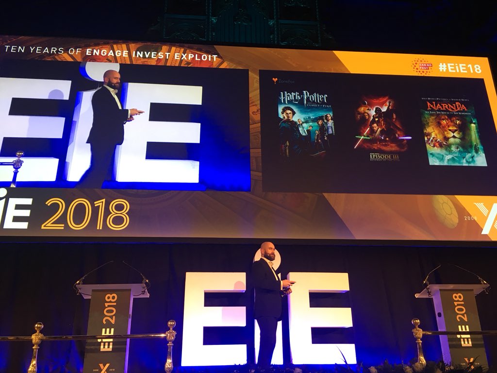 Steph_Dimitsas's tweet image. Can I vote for @DrJamieGraves from @zonefox for #EIE18 Pitch of the Day purely for putting a picture of #HarryPotter up on screen at MacEwan Hall? (And obviously for his brilliant presentation too)
