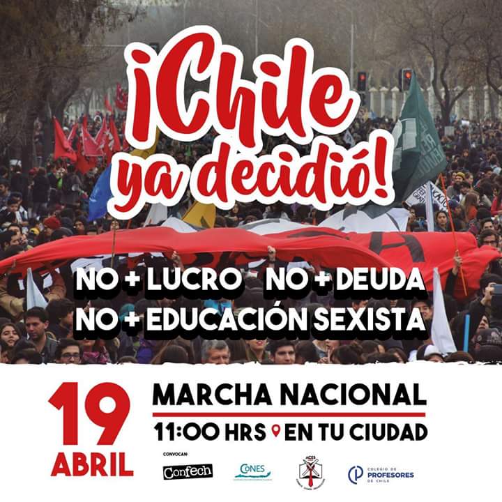 chileconvoca's tweet photo. NO + Lucro, NO + Educación Sexista, NO + Deuda, NO + CAE, NO + DICOM, NO + bancos forrándose con la plata de los estudiantes, NO + TC que sepultó artículo que prohibía el lucro y NO + mala calidad con aranceles en educación + caros del mundo #ChileYaDecidió #MarchaEstudiantil ✊ https://t.co/40uwnqFG6j