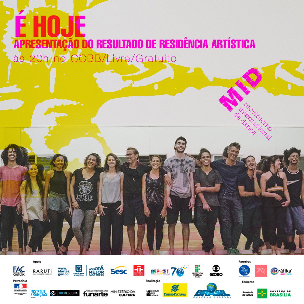 movimentoid's tweet photo. HOJE no MID teremos a apresentação do resultado da nossa Residência Artística!
O espetáculo intitulado ‘Comentários Acontecem…’ será apresentado pelos dezessete bailarinos que participaram dessa imersão artística. Será às 20h no CCBB, totalmente gratuito. Venha prestigiar!! https://t.co/Sst72vUzkH