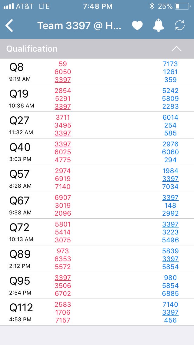 Our match schedule