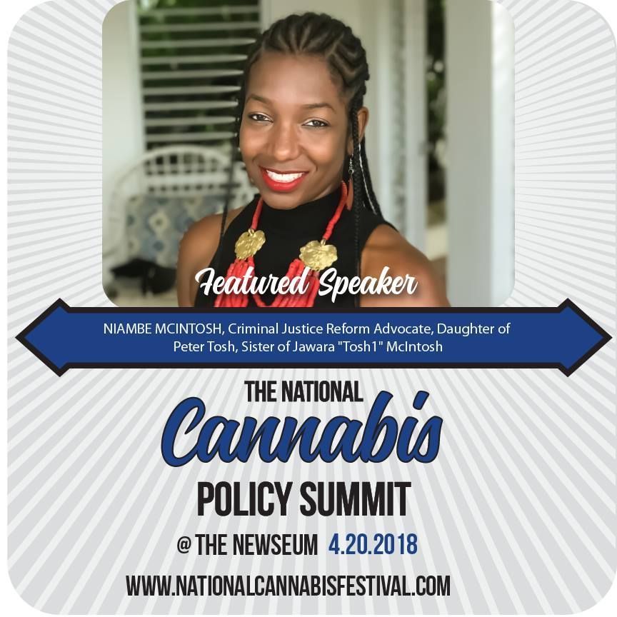 We are so honored to host Niambe McIntosh, daughter of @PeterTosh, among our Panelists at the #420Summit this Friday. 
#JusticeForJawara #GetUpStandUp