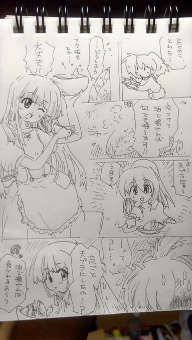 昨日の続き。らくがきマンガ的にはこんなオチでどうじゃろか。俺のメモ帳、ネタ帳になってきてる謎。
#落書き 
#アナログ絵師さんと繋がりたい 