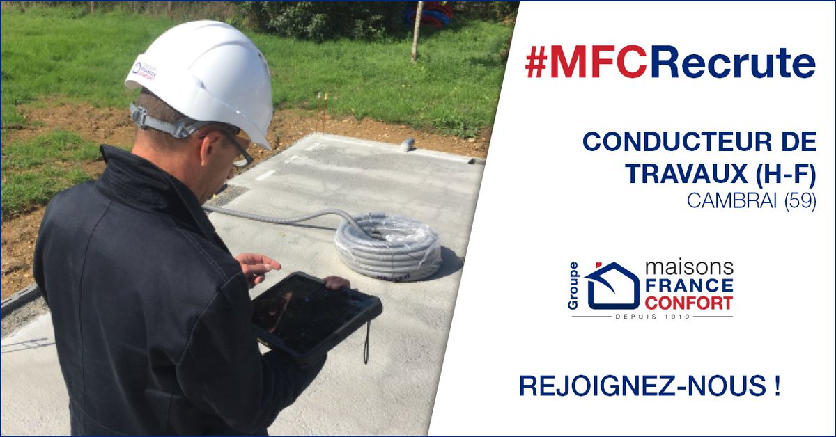 #MFCRecrute en #HautsDeFrance pour son bureau de #Cambrai :
1 #Conducteur de #Travaux (H-F), qui interviendra sur les départements #59 et #62.
Postulez dès maintenant : CV et lettre de motivation sur notre site ⬇
lnkd.in/gqm6TME
#CDI #Emploi #Avenir #Carrière #Métiers
